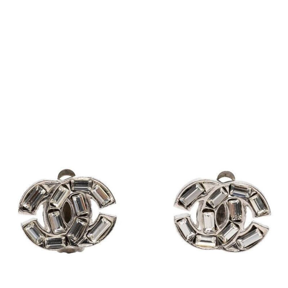 Chanel CC Logo Bijoux Metal Earrings Silver